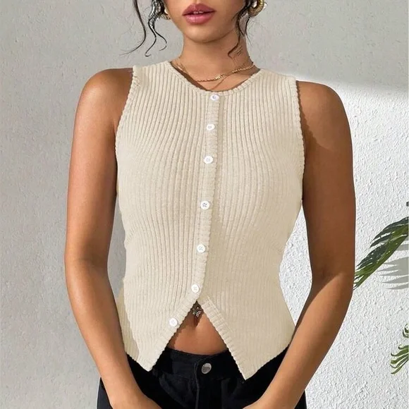 button down vest tank - Picture 1 of 5